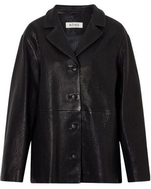 Rohe Single-Breasted Grained-Leather Jacket - Black