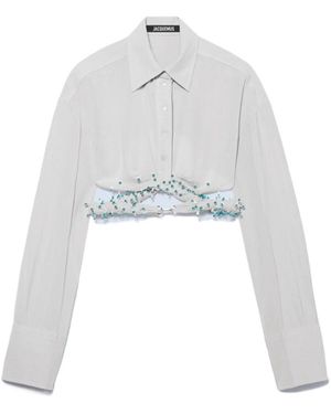 Jacquemus Bead-Trim Cropped Shirt - White