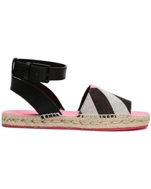 Burberry Chequered Details Flat Sandals - Black