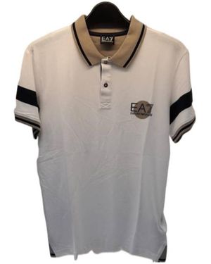 EA7 Logo Contrast Collar Polo Shirt - Grey