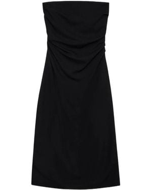 Anine Bing Tyla Strapless Gathered Midi Dress - Black