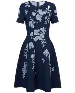 Carolina Herrera Floral Jacquard Midi Dress - Blue