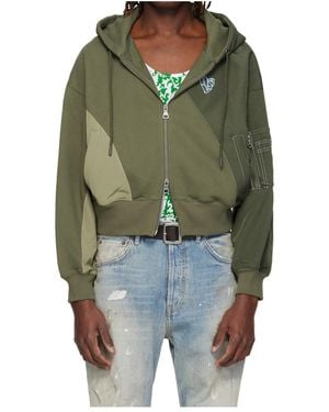 ANDERSSON BELL Patchwork Ma-1 Zip-Up Hoodie - Green