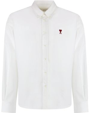 Ami Paris Logo Patch Button-Up Shirt - White