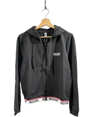 Moschino Zippered Hooded Sweatshirt - Black