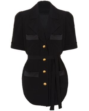 Balmain Crepe Belted Shirt - Black