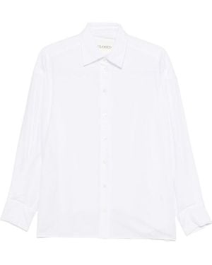 Closed Flared-Hem Long Sleeve Shirt - White