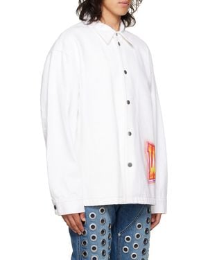 we11done Logo-Printed Denim Jacket - White