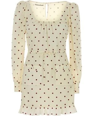 Alessandra Rich Printed Silk Mini Dress - Natural