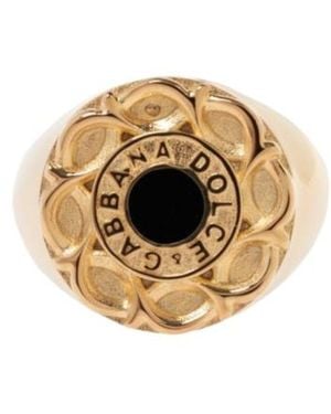 Dolce & Gabbana Logo Lettering Signet Ring - Metallic