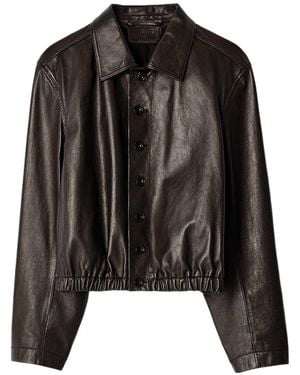 Lemaire Buttoned Leather Jacket - Black