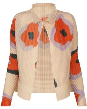 Issey Miyake Verve Pleats Printed Cardigan - Orange