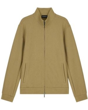 Emporio Armani Stand-Collar Zip-Up Jacquard Sweatshirt Jacket - Green