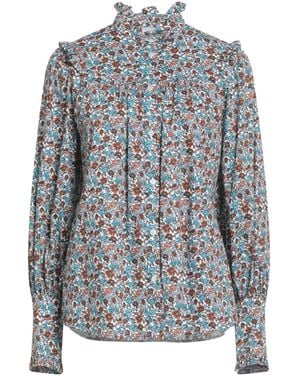 Weekend by Maxmara Floral Print Ruffled High-Neck Blouse - Blue