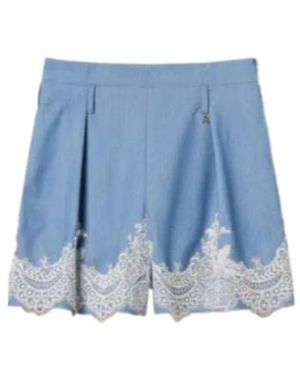Twinset Lace-Detail Belted Short - Blue