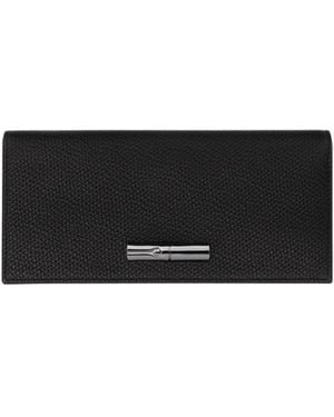 Longchamp Le Roseau Textured Leather Continental Wallet - Black