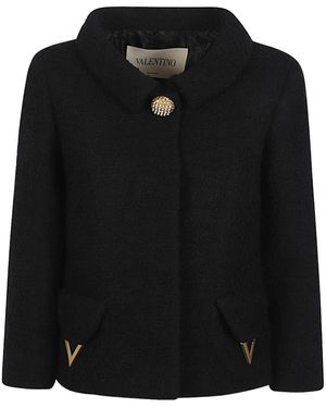 Valentino Curly Wool Jacket - Black