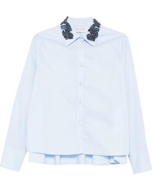 ERMANNO FIRENZE Beaded Ruffled Shirt - Blue