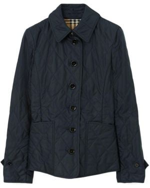 Burberry Diamond-Quilted Buttoned Jacket - Blue