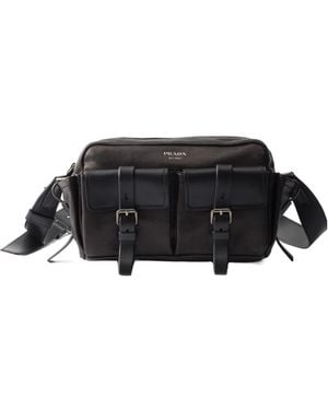 Prada Route Leather Shoulder Bag - Black