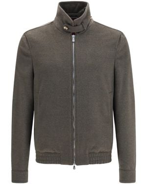 Brunello Cucinelli High-Neck Long-Sleeved Casual Jacket - Gray