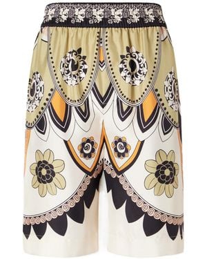 La DoubleJ Printed Satin Elastic Waist Culottes - White