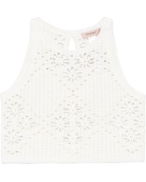 Twinset Crochet Sleeveless Top - White