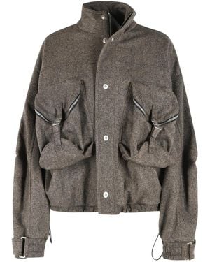 The Attico The High-Neck Bomber Jacket - Grey