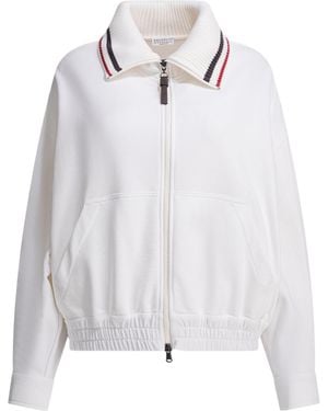 Brunello Cucinelli Striped Zip Sweatshirt - White