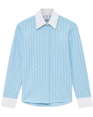 CASABLANCA Pinstripe Long-Sleeved Shirt - Blue