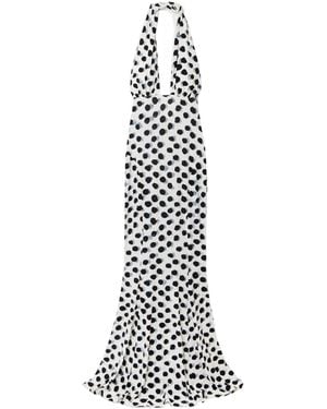 Norma Kamali Cross Halter Fishtail Gown - White