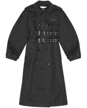 Ganni Double-Breasted Belted Trench Coat - Black