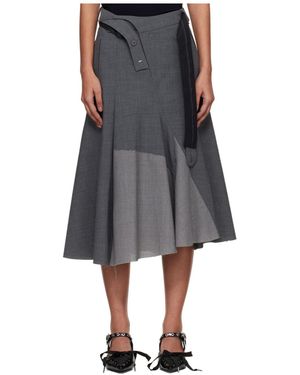 OTTOLINGER Pleated Wool Blend Midi Skirt - Gray