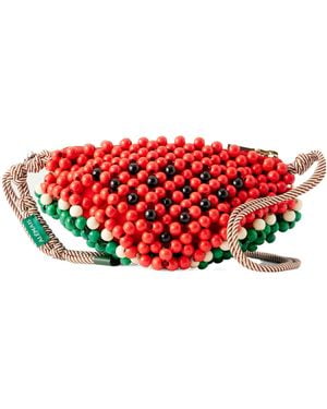 ALÉMAIS Woodenbead Woven Crossbody Bag - Red