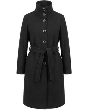 Pinko Belted Button-Down Coat - Black