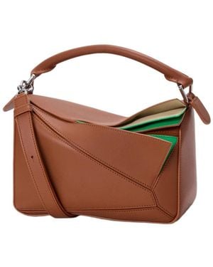 Loewe Puzzle Leather Tote Bag - Brown
