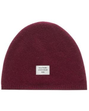 Acne Studios Cashmere Beanie With Logo - Red