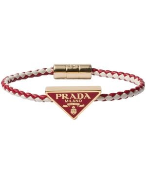 Prada Braided Nappa Leather Bracelet - White