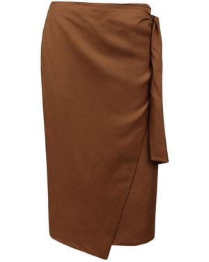 Max Mara Tequila Asymmetric Midi Skirt - Brown