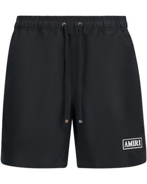 Amiri Logo-Patch Drawstring Swim Shorts - Black