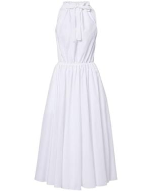 Patou Gathered Cotton Midi Dress - White