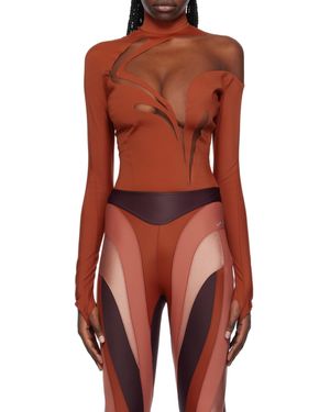 Mugler Long-Sleeved High-Collar Jumpsuit - Red