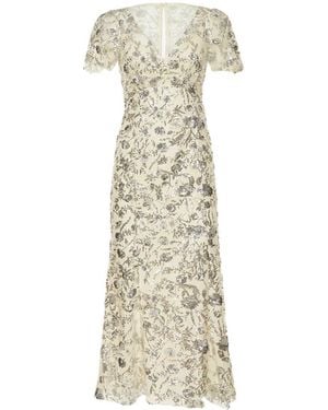 Self-Portrait Sequin-Embellished Midi Dress - Natural