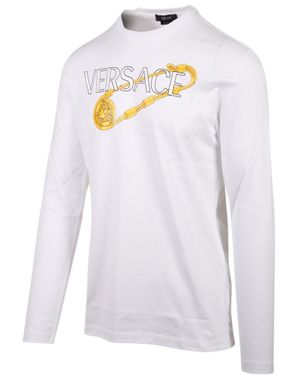 Versace Logo Printed T-Shirt - White
