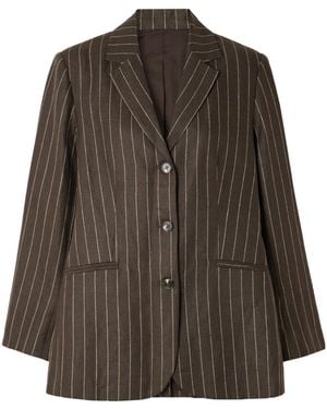 Posse Pinstripe Single-Breasted Blazer - Brown