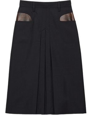 Prada Kid Mohair Midi Skirt - Black