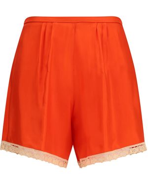 forte_forte Lace-Trim Twill Shorts - Orange