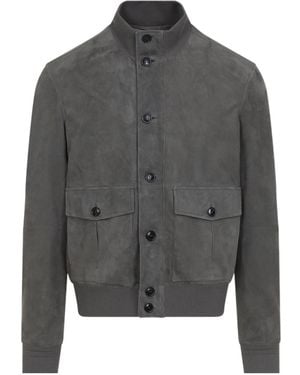 ZEGNA Short Leather Jacket - Grey