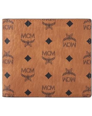 MCM Visetos-Print Billfold Wallet - Brown