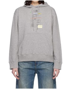MM6 by Maison Margiela Unbrushed Long-Sleeve Hooded Sweatshirt - Grey
